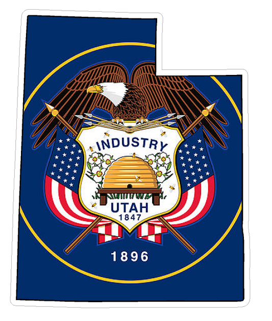Utah State (Q44) Shape Flag Vinyl Decal Sticker Car/Truck Laptop/Netbook Window