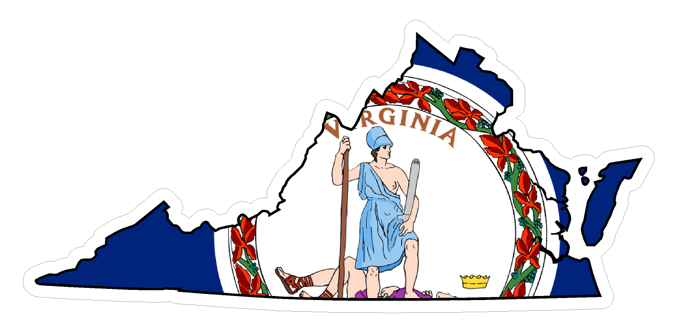 Virginia State (Q46) Shape Flag Vinyl Decal Sticker Car/Truck Laptop/Netbook Window