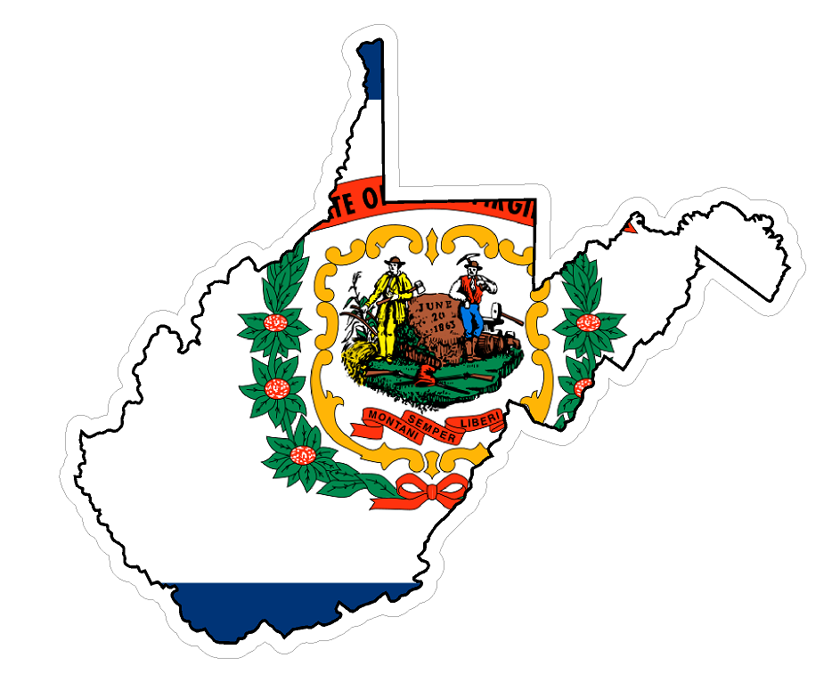 West Virginia State (Q48) Shape Flag Vinyl Decal Sticker Car/Truck Laptop/Netbook Window