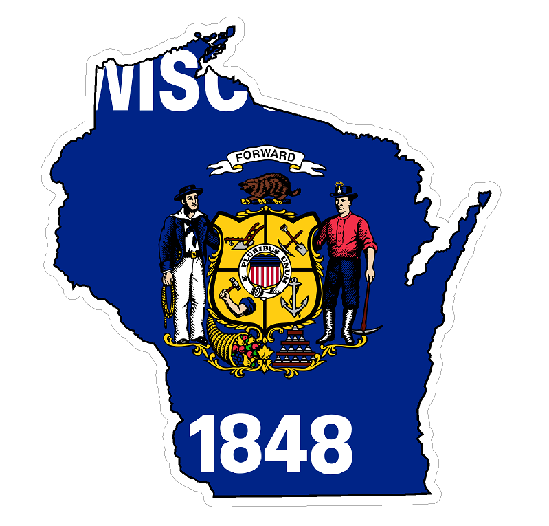 Wisconsin State (Q49) Shape Flag Vinyl Decal Sticker Car/Truck Laptop/Netbook Window