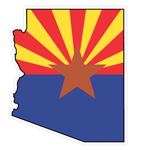 Arizona State (Q5) Shape Flag Vinyl Decal Sticker Car/Truck Laptop/Netbook Window