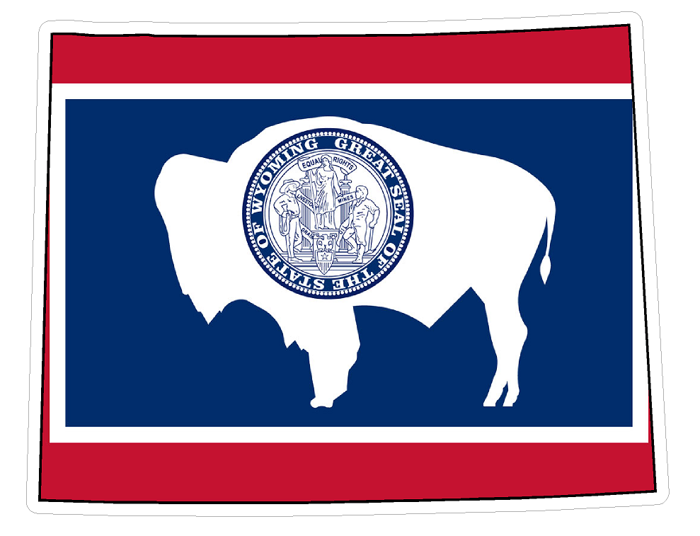 Wyoming State (Q50) Shape Flag Vinyl Decal Sticker Car/Truck Laptop/Netbook Window