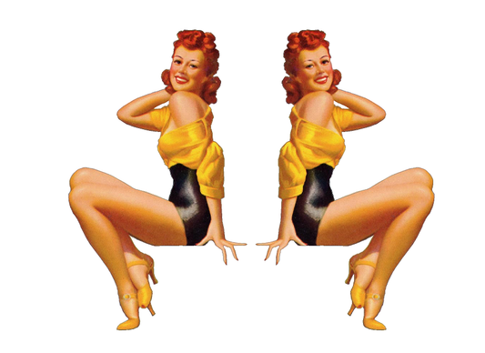 Set of 2 Pin Up Girl (G7) 6 Inch Airplane Sticker Car Window Decal