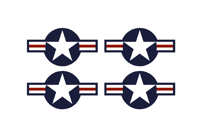 Set of 4 Remote Control (RC2) Red Blue White Stars and Bar 9" RC Airplane Sticker Decal