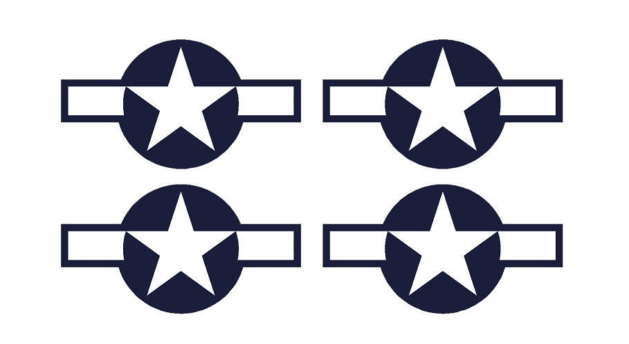 Set of 4 Remote Control (RC3) Blue White Stars and Bar 5 1/2" RC Airplane Sticker Decal