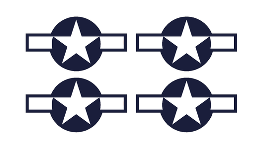 Set of 4 Remote Control (RC4) Blue White Stars and Bar 9" RC Airplane Sticker Decal
