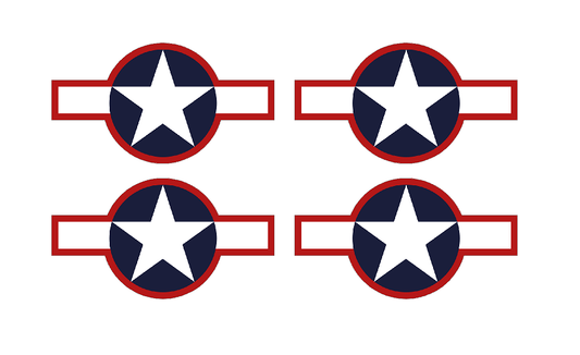 Set of 4 Remote Control (RC6) Red Blue White Stars and Bar 9" RC Airplane Sticker Decal