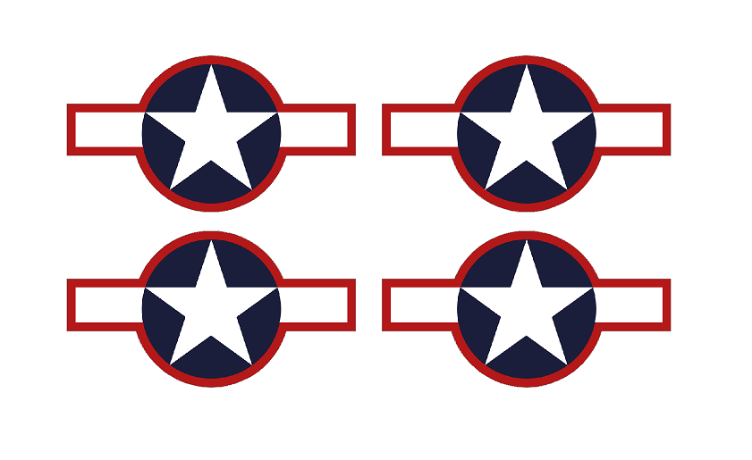 Set of 4 Remote Control (RC5) Red Blue White Stars and Bar 5 1/2" RC Airplane Sticker Decal