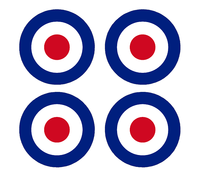 Set of 4 Remote Control (RC7) Red Blue White RAF Roundels 2 3/4" RC Airplane Sticker Decal