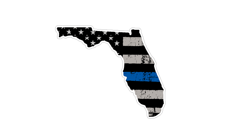 Florida State (V1) Thin Blue Line Vinyl Decal Sticker Car/Truck Laptop/Netbook Window