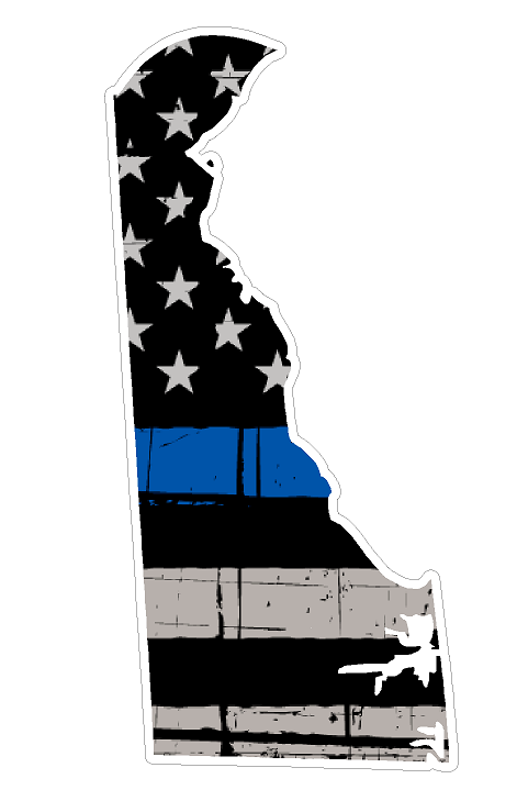 Delaware State (V10) Thin Blue Line Vinyl Decal Sticker Car/Truck Laptop/Netbook Window