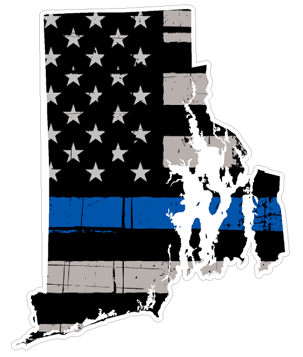 Rhode Island State (U40) Thin Blue Line Vinyl Yeti Tumbler Decal Sticker Laptop/Netbook