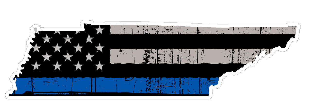 Tennessee State (U43) Thin Blue Line Vinyl Yeti Tumbler Decal Sticker Laptop/Netbook