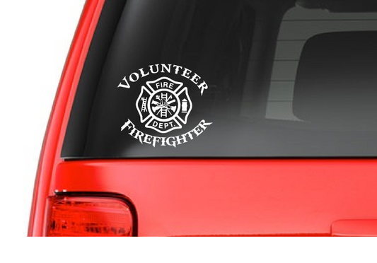 Volunteer Firefighter (T16) Fire Department Vinyl Decal Sticker Car Window