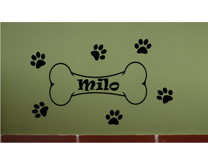 Personalized (W21) Name Dog Bone Vinyl Decal Sticker for Wall Custom Arts & Crafts/Mission Black and Greenstar