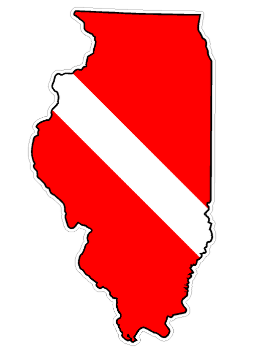 Illinois State (Y14) Diver Down Flag Vinyl Decal Sticker Car Laptop/Netbook