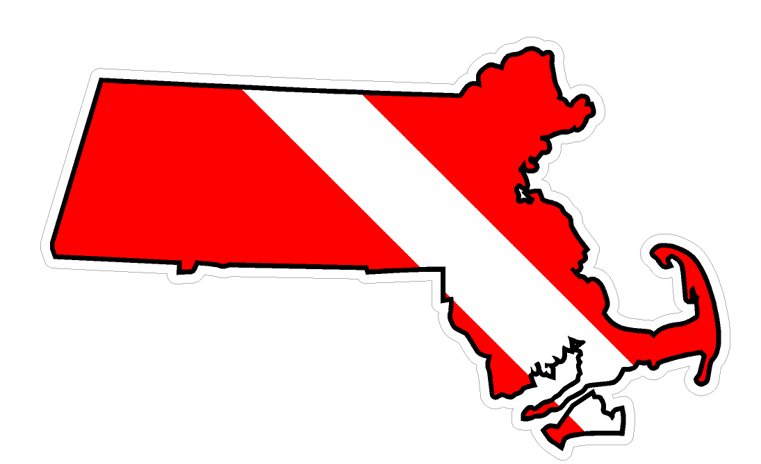Massachusetts State (B22) Diver Down Flag Yeti Tumbler Decal Sticker Laptop