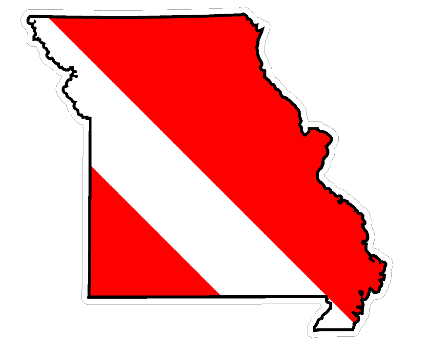Missouri State (Y26) Diver Down Flag Vinyl Decal Sticker Car Laptop/Netbook