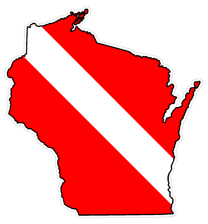 Wisconsin State (Y49) Diver Down Flag Vinyl Decal Sticker Car Laptop/Netbook