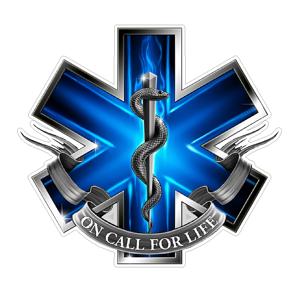 EMS Logo (Z2) Blue Flames Vinyl Decal Sticker Car/Truck Laptop/Netbook Window