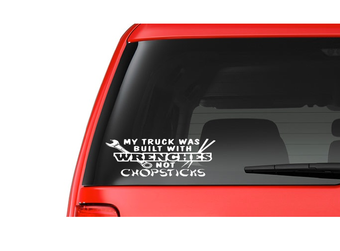 My Truck (M5) was Bulit with Wrenches Vinyl Decal Sticker Car/Truck Laptop/Netbook Window