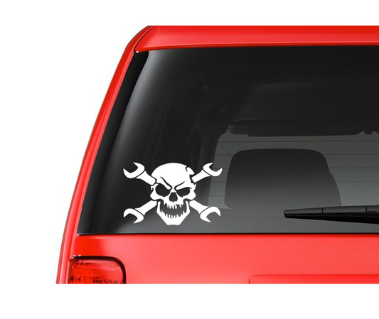 Skull with Wrenches (S4) Vinyl Decal Sticker Car/Truck Laptop/Netbook Window